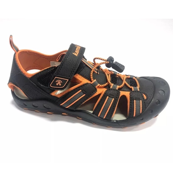Kamik Other - Kamik Big Kids’ Crab, Black/Orange Fisherman Sandals, Boys’ Size 6 M.
